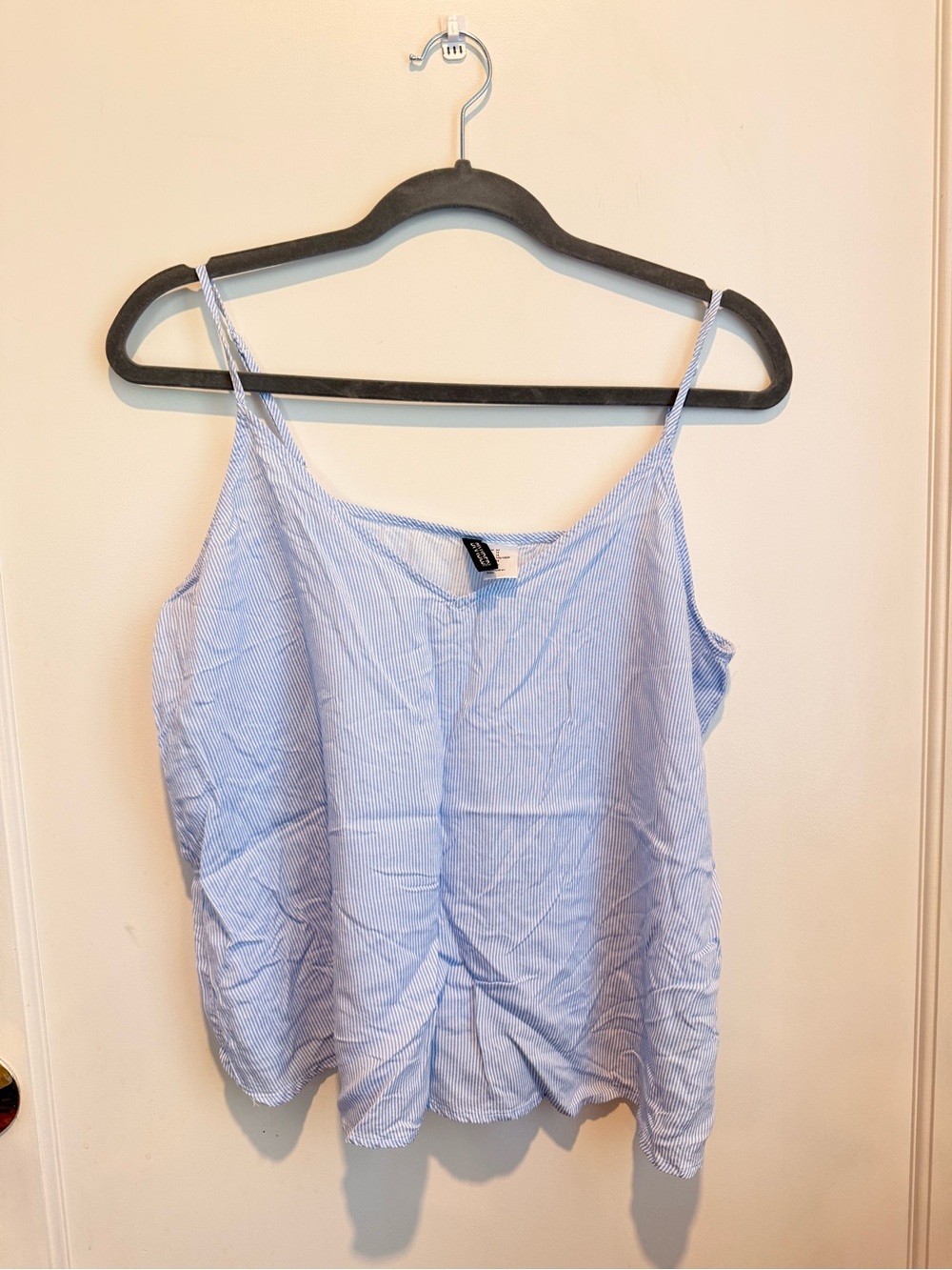 H&M Light Blue and White Striped Spaghetti Strap Cami